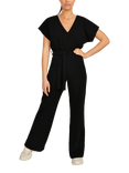 Sisters Point Girl V-Neck Wide Leg Jumpsuit, Black