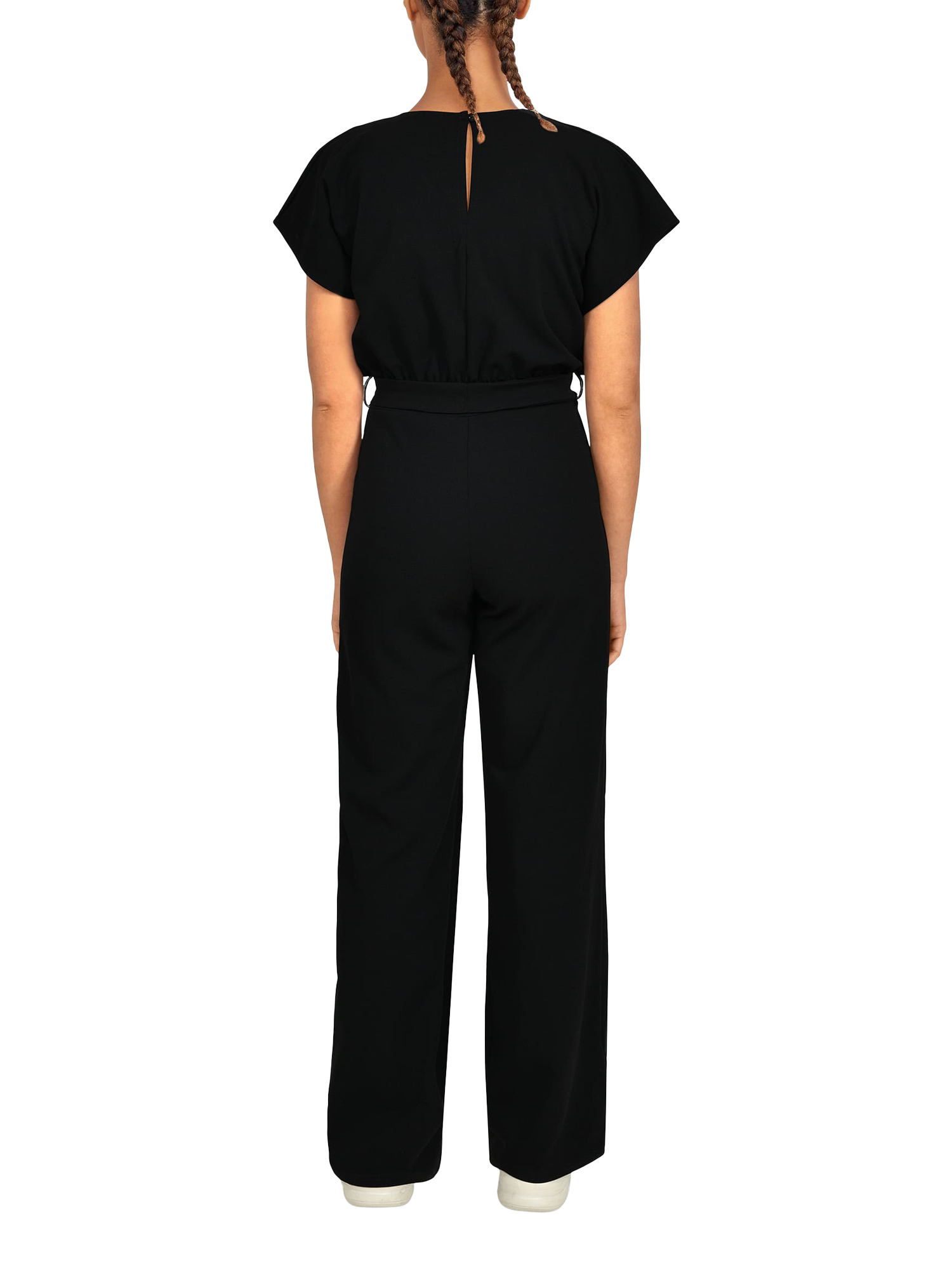 Product image 2 of 4, which shows Sisters Point Girl V-Neck Wide Leg Jumpsuit, Black, XS