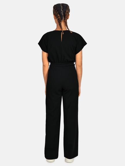 Sisters Point Girl V-Neck Wide Leg Jumpsuit, Black - view 2, Black