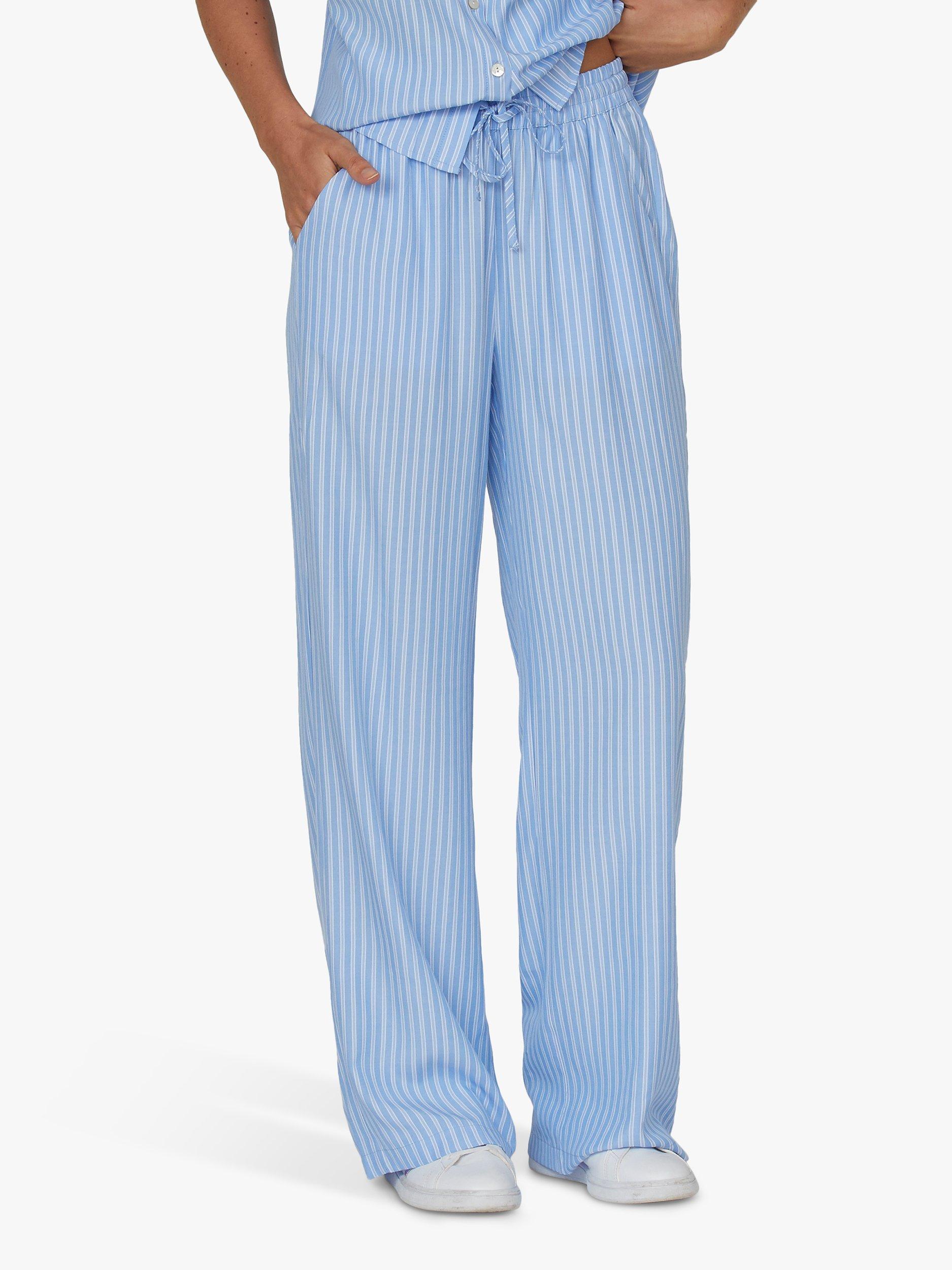 Product image 1 of 4, which shows Sisters Point Ella Stripe Trousers, Blue/White, XL