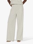 Sisters Point Harti Stripe Wide Leg Trousers, Cream/Navy