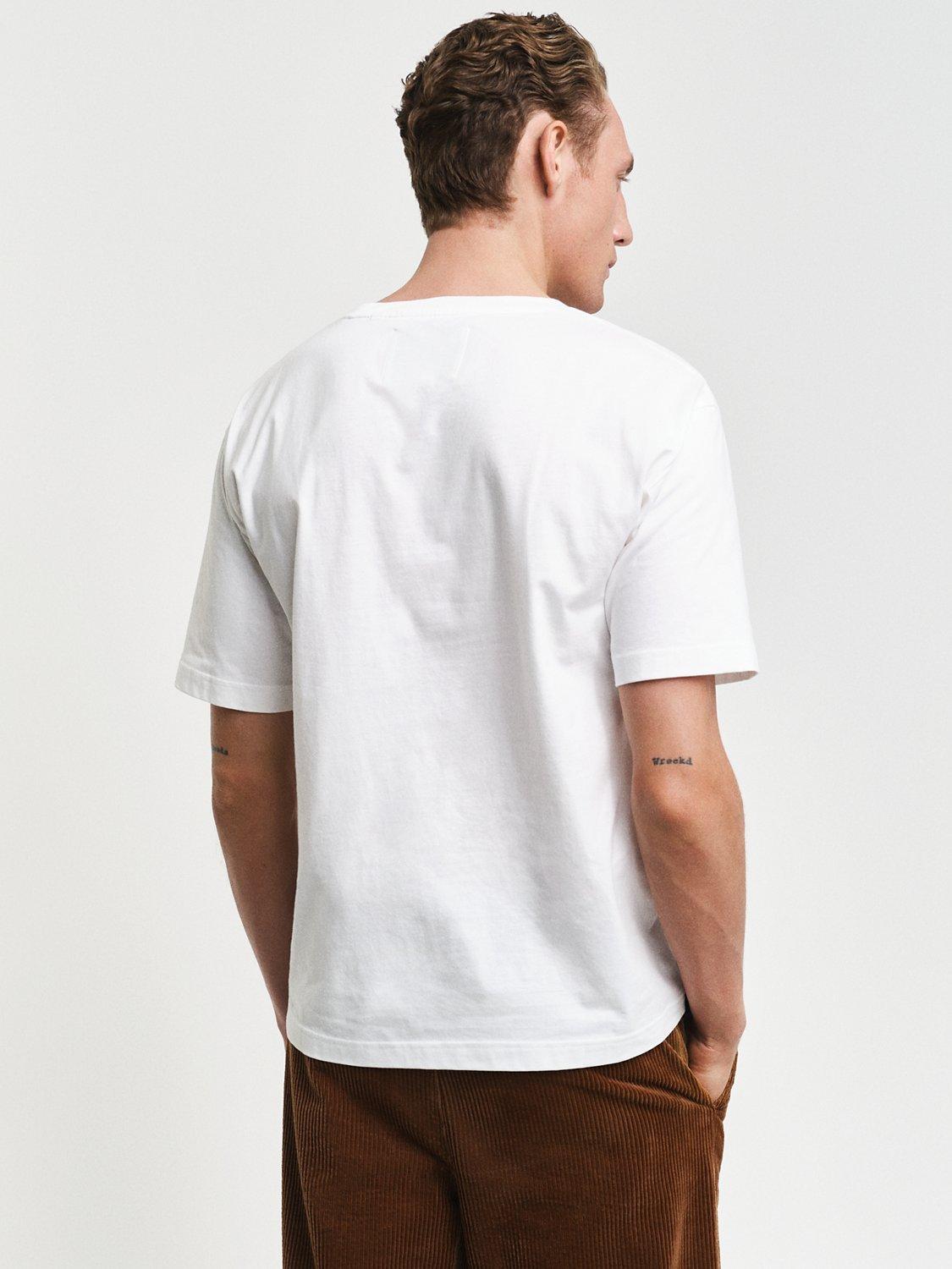 Product image 2 of 8, which shows GANT Short Sleeve Pocket Graphic Logo Cotton Blend T-Shirt, Eggshell, S