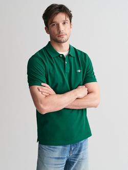 GANT Regular Fit Pique Polo Shirt, Deep Forest Green, Deep Forest Green