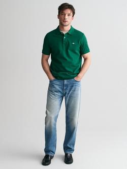 GANT Regular Fit Pique Polo Shirt, Deep Forest Green - view 2, Deep Forest Green