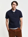 GANT Waffle Texture Short Sleeve Polo Shirt, Evening Blue