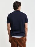 GANT Waffle Texture Short Sleeve Polo Shirt, Evening Blue