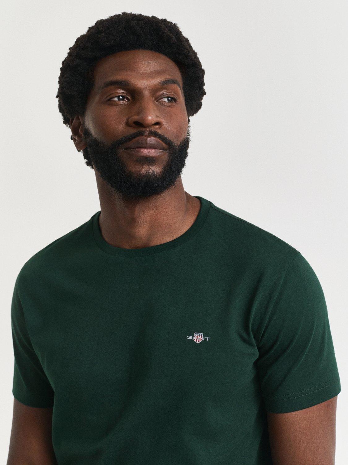 Product image 4 of 4, which shows GANT Regular Shield Short Sleeve T-Shirt, Tartan Green, S