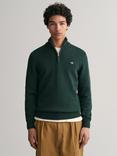 GANT Casual Half Zip Cotton Knit Jumper, Tartan Green