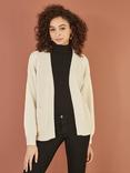 Yumi Metallic Knit Slouchy Cardigan, Ivory