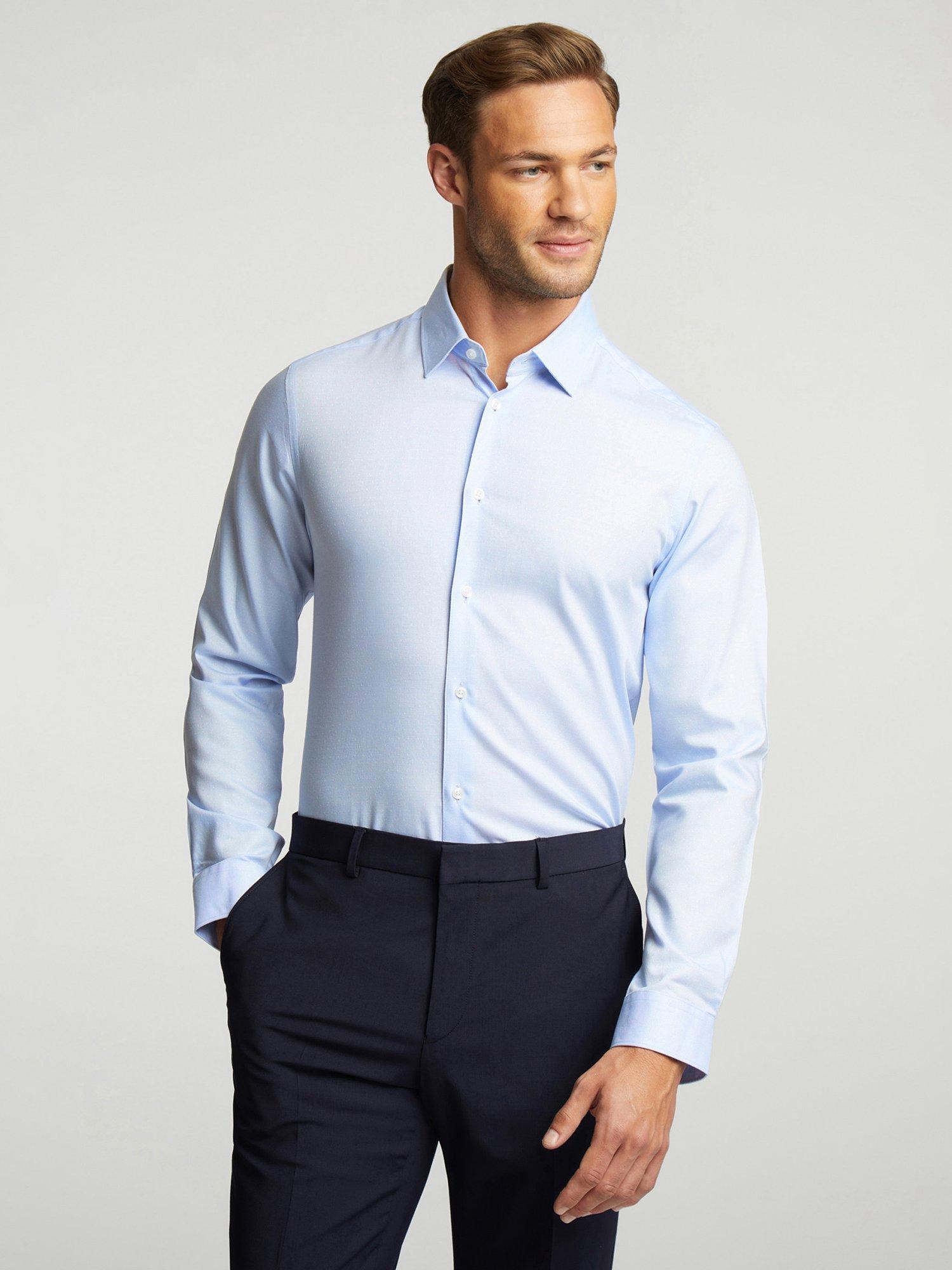 Product image 1 of 2, which shows Ted Baker Helmsblue Polka Dot Shirt, Blue Polka, 16.5/R