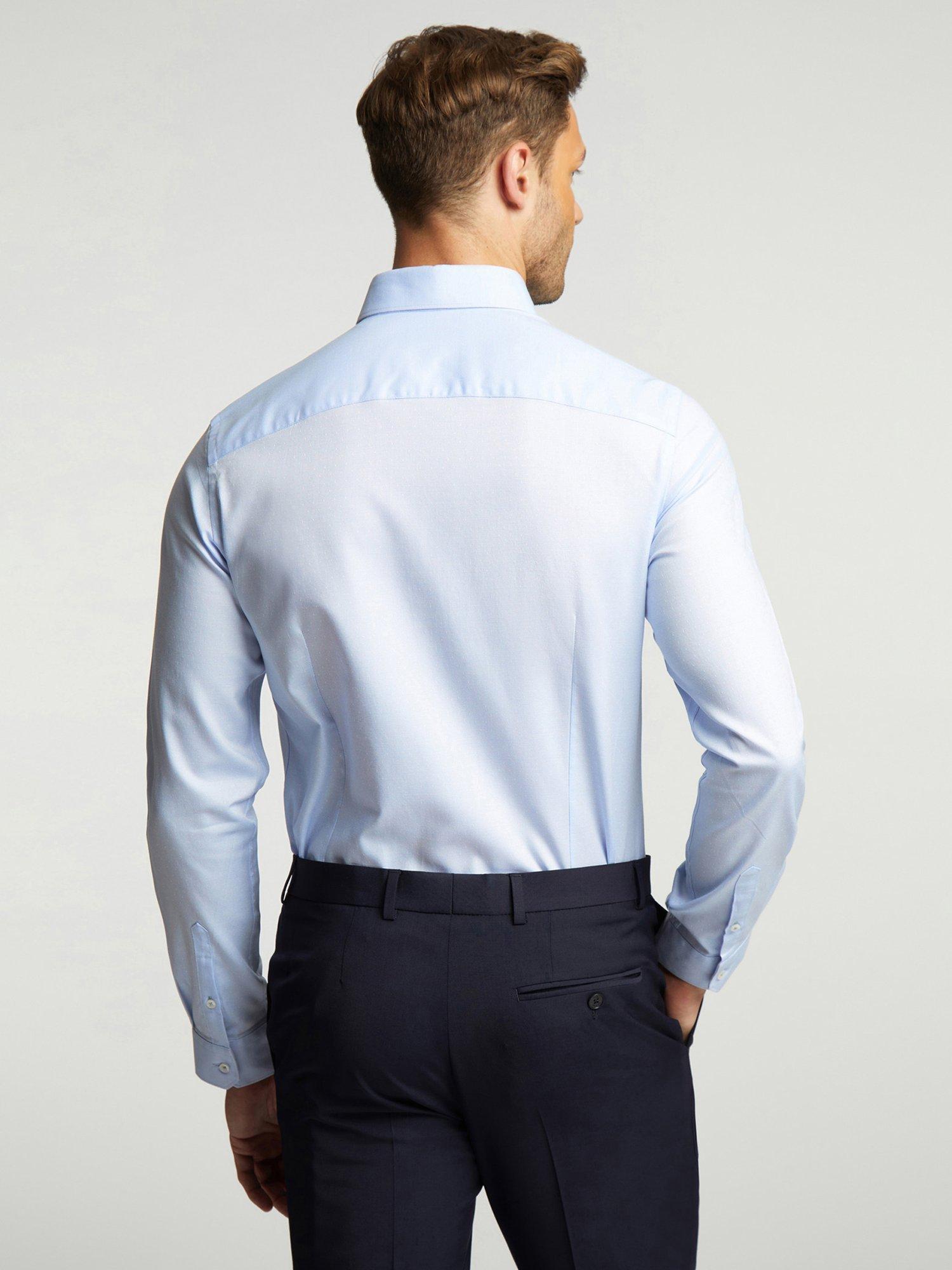 Product image 2 of 2, which shows Ted Baker Helmsblue Polka Dot Shirt, Blue Polka, 16.5/R