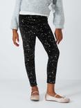 John Lewis Kids' Glitter Stars Velour Leggings, Black