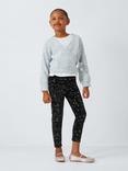 John Lewis Kids' Glitter Stars Velour Leggings, Black