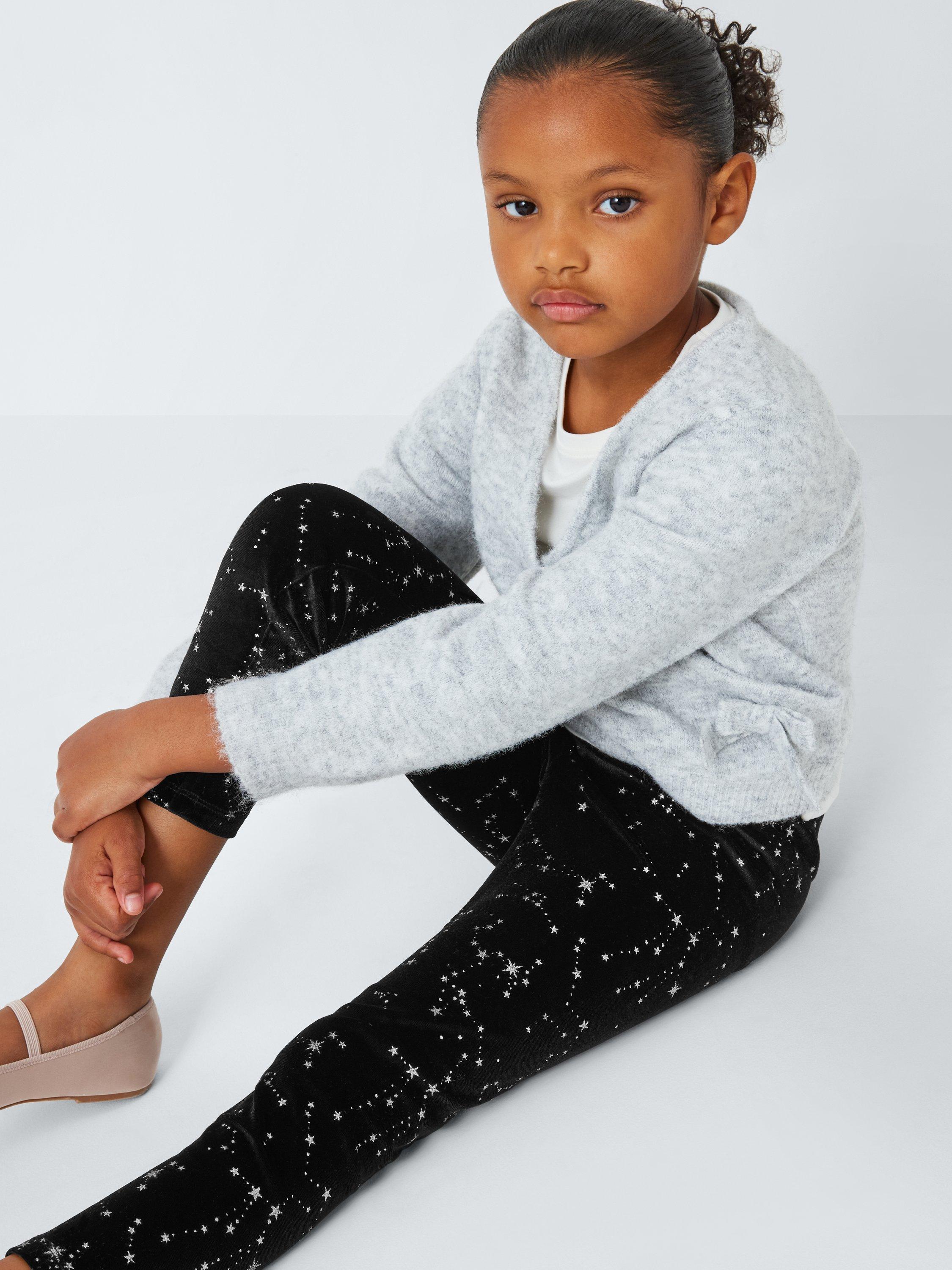 John Lewis Kids Glitter Stars Velour Leggings Black