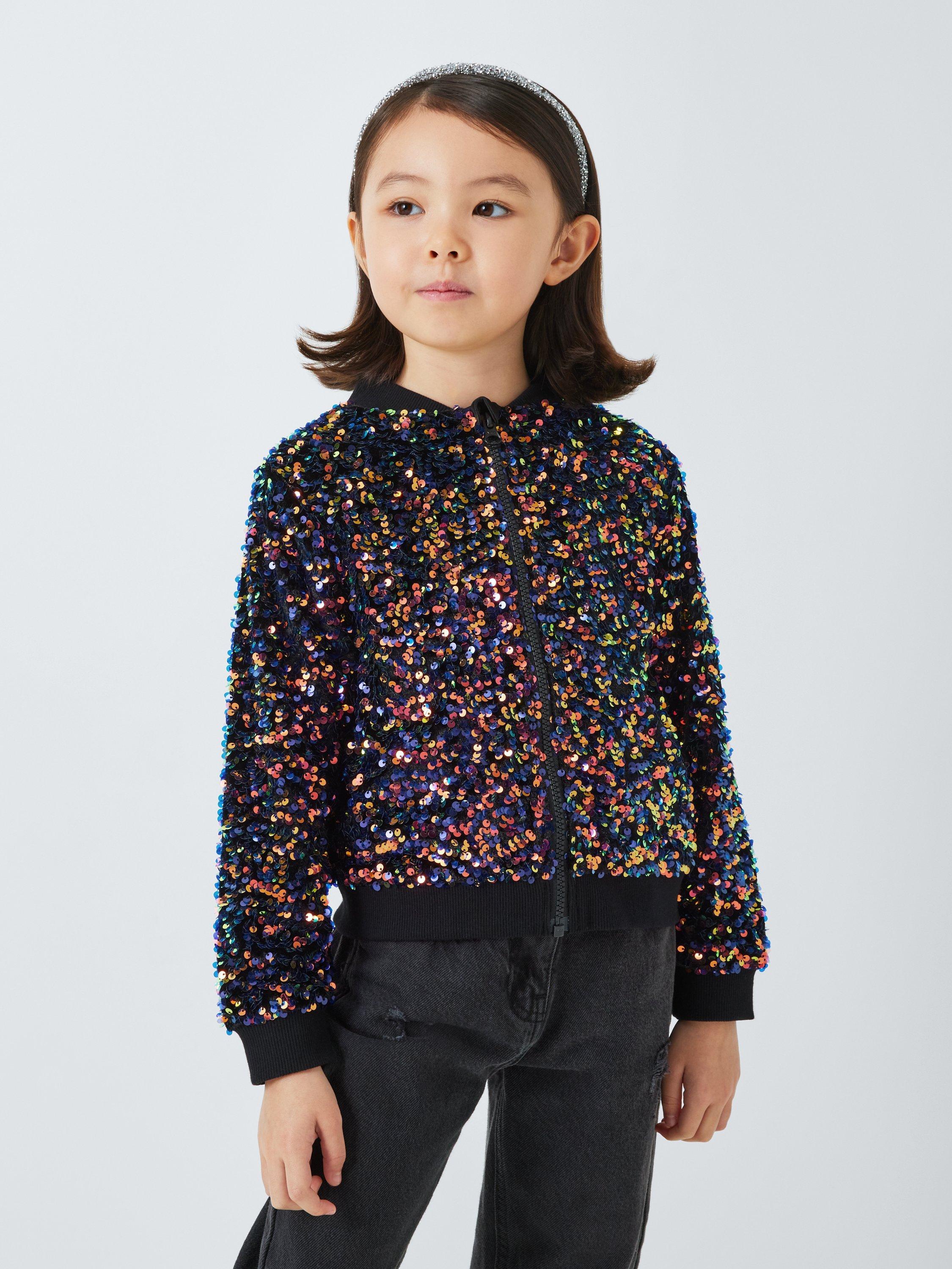 John Lewis Kids Sequin Bomber Jacket Multi