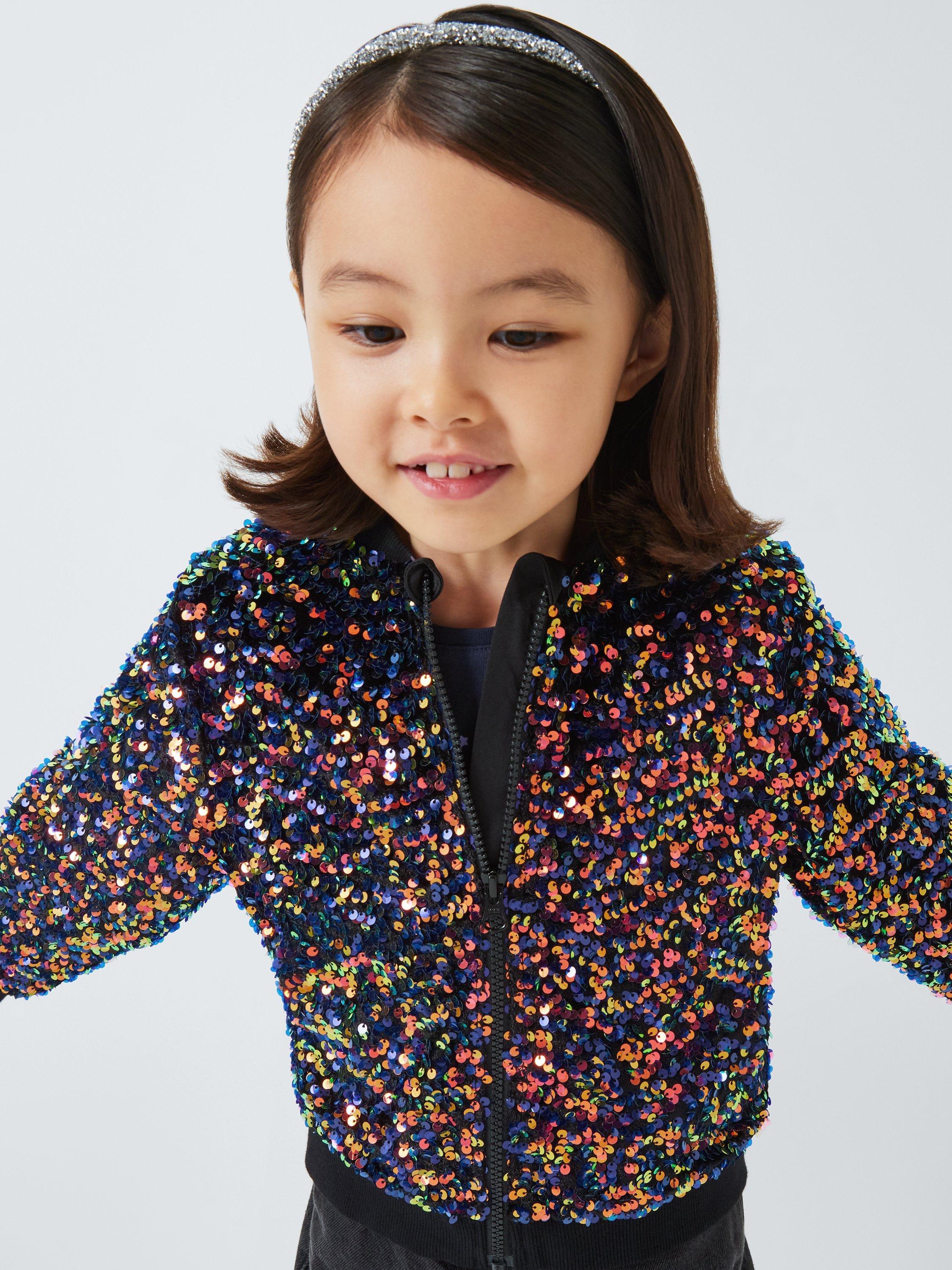 John Lewis Kids Sequin Bomber Jacket Multi