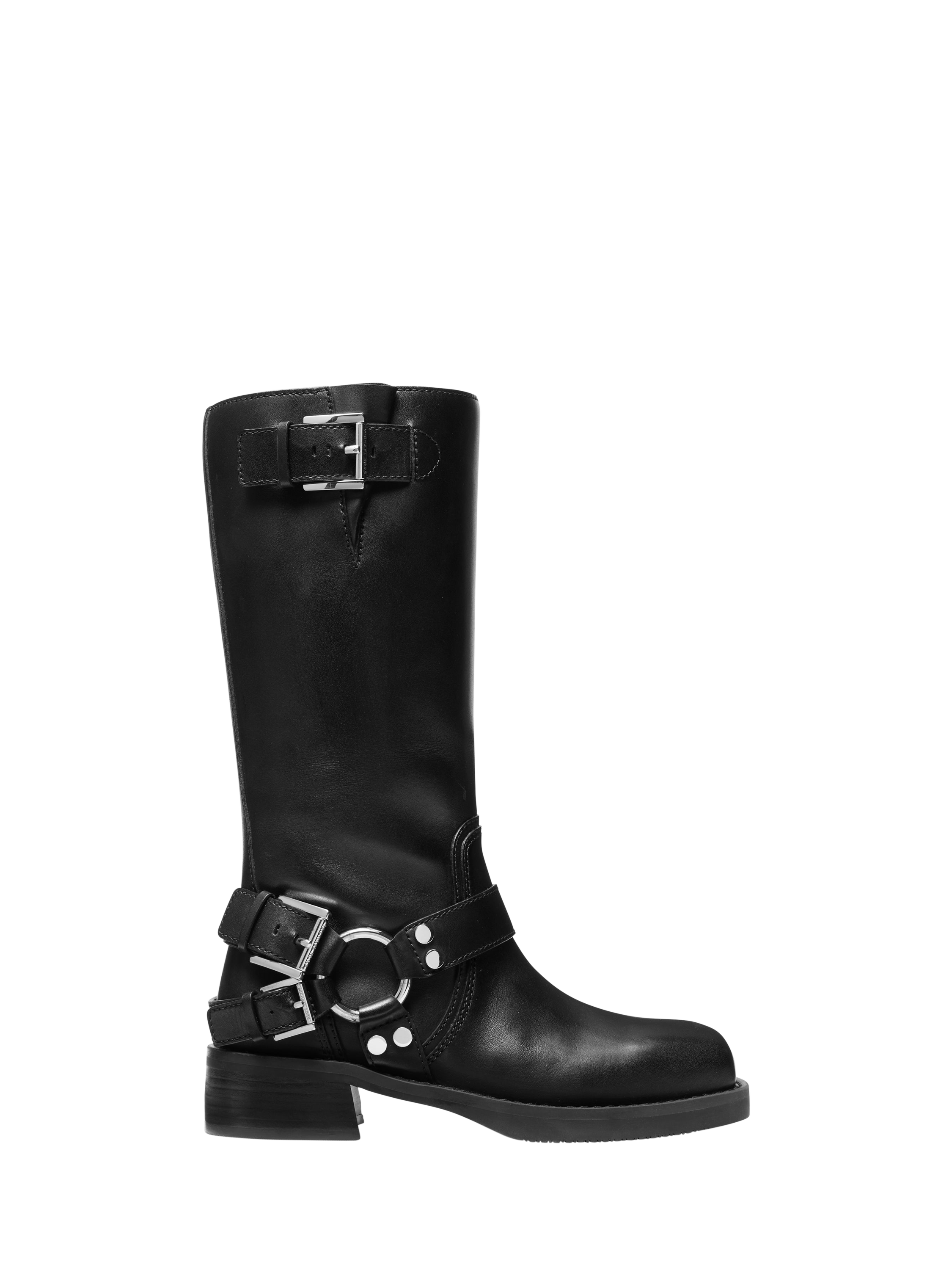 Michael Kors Crosby Leather Biker Boots Black