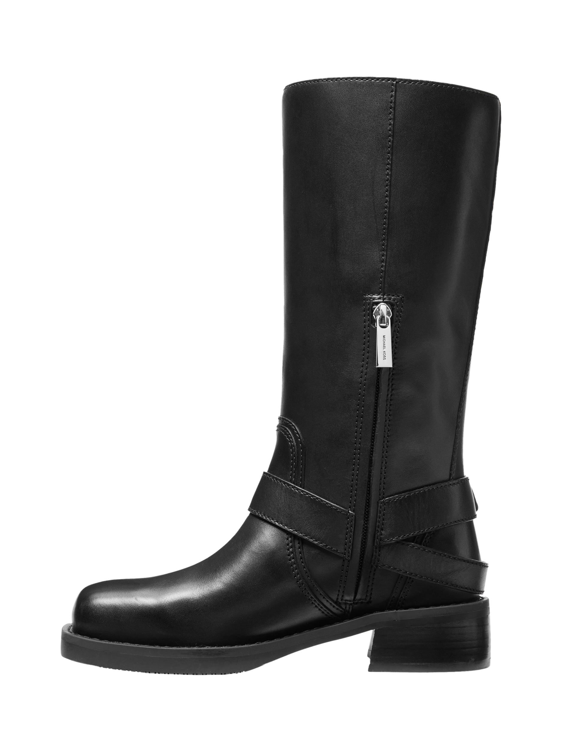 Product image 3 of 4, which shows Michael Kors Crosby Leather Biker Boots, Black, 7