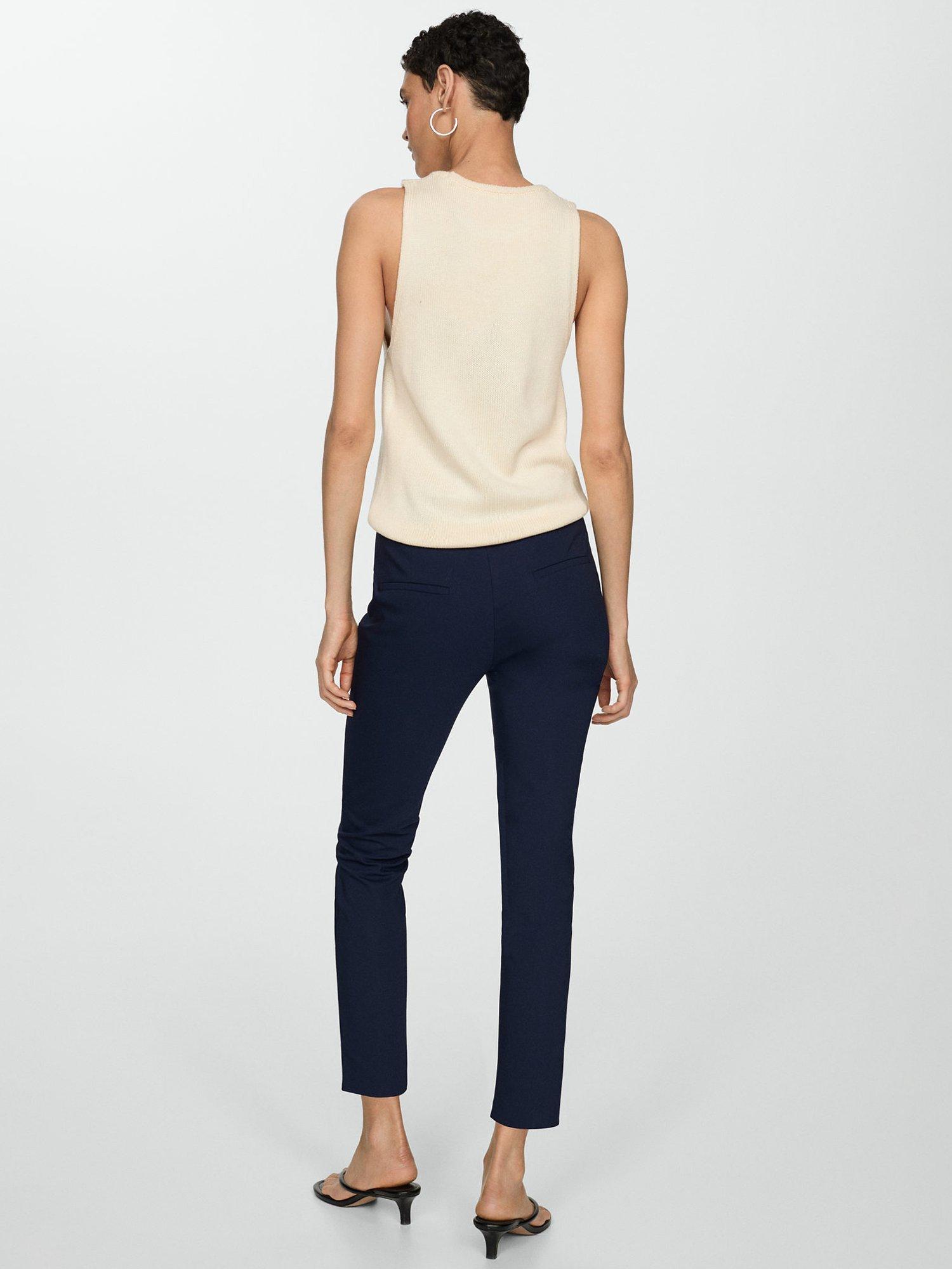 Product image 3 of 6, which shows Mango Malu High Waisted Cigaratte Trousers, Navy, 6