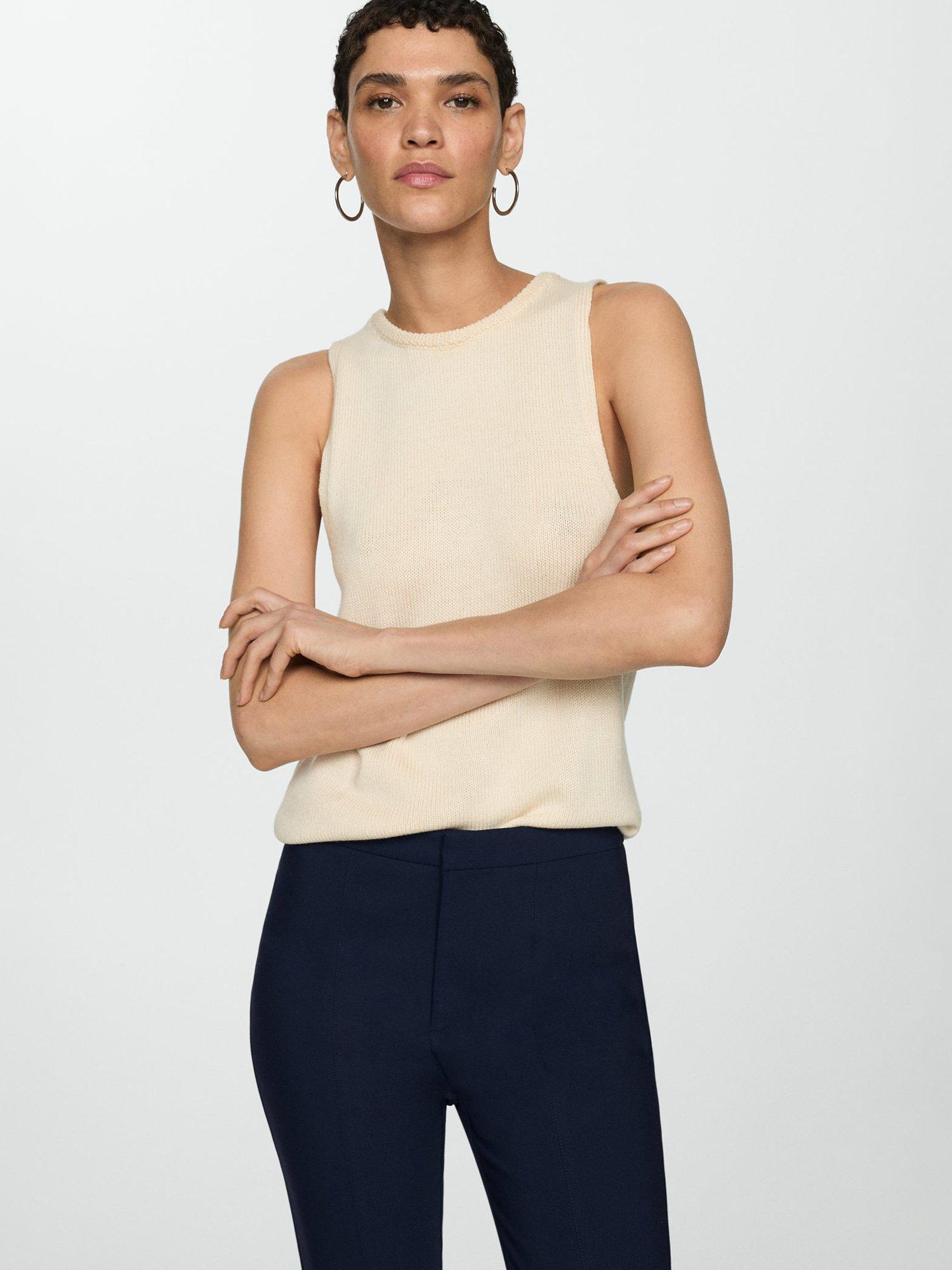 Product image 4 of 6, which shows Mango Malu High Waisted Cigaratte Trousers, Navy, 6