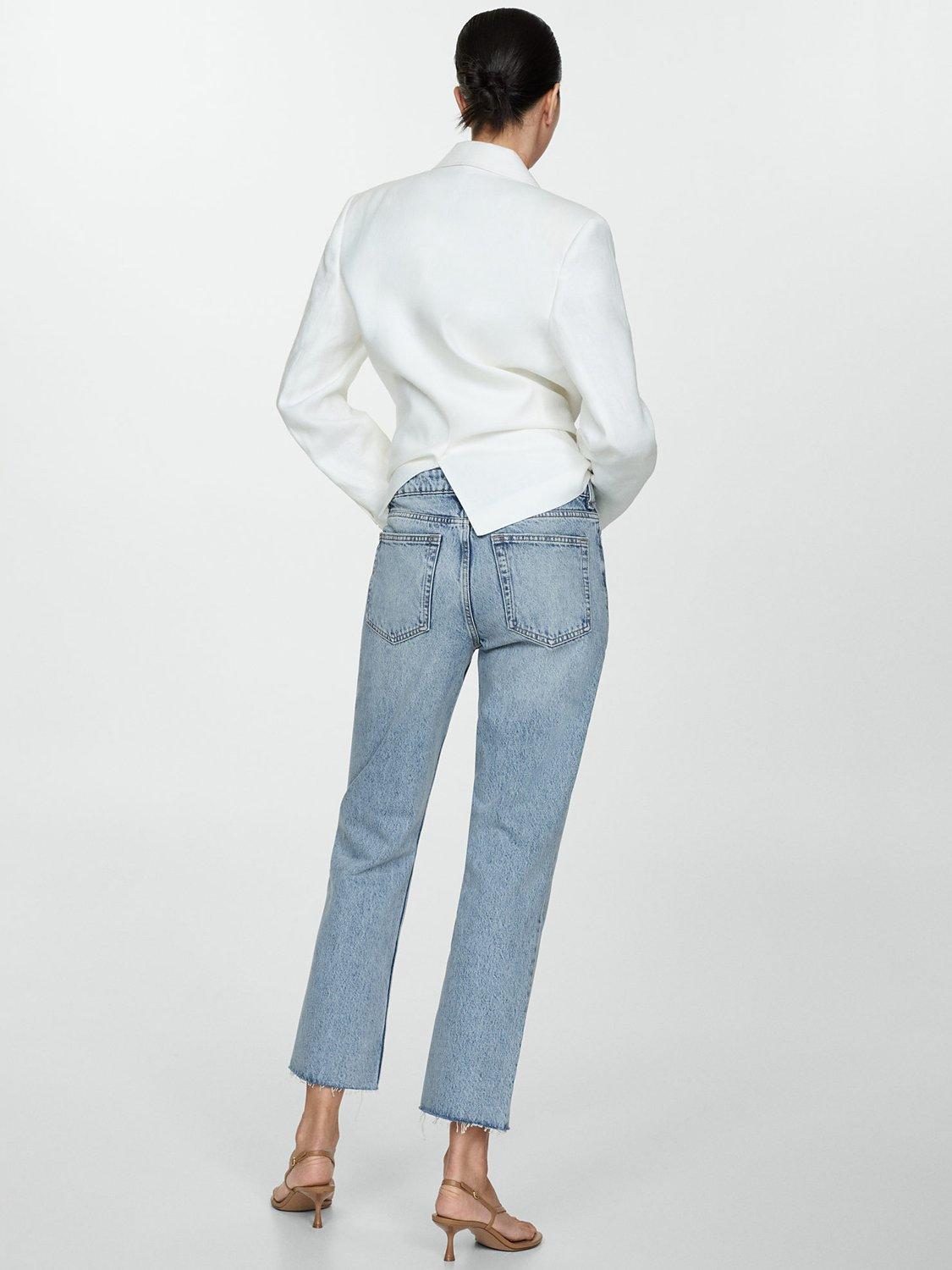 Mango Blanca Cropped Jeans, Light Blue, 4