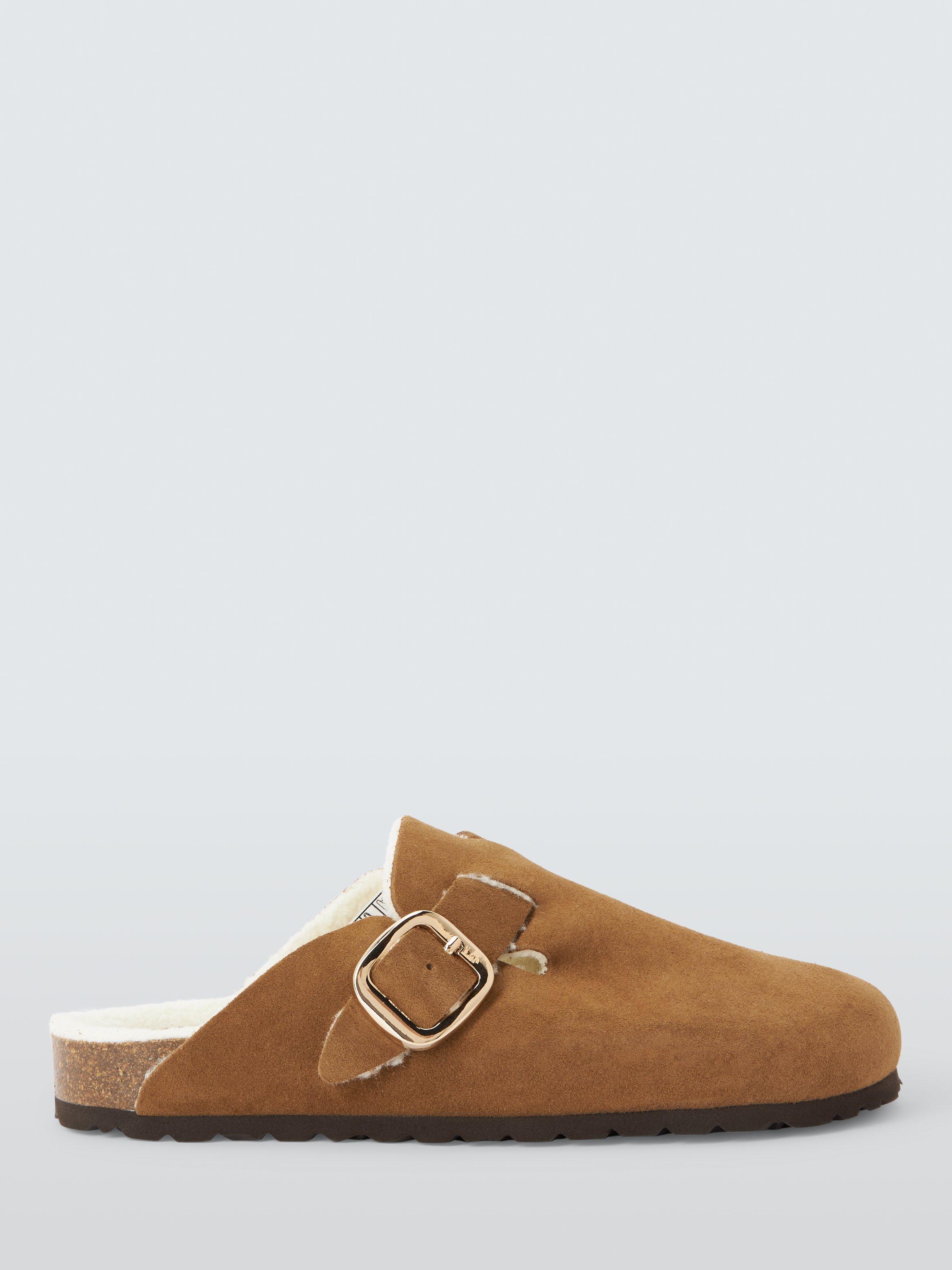 John Lewis Lindos Warm Lined Faux Fur Footbed Mules, Tan
