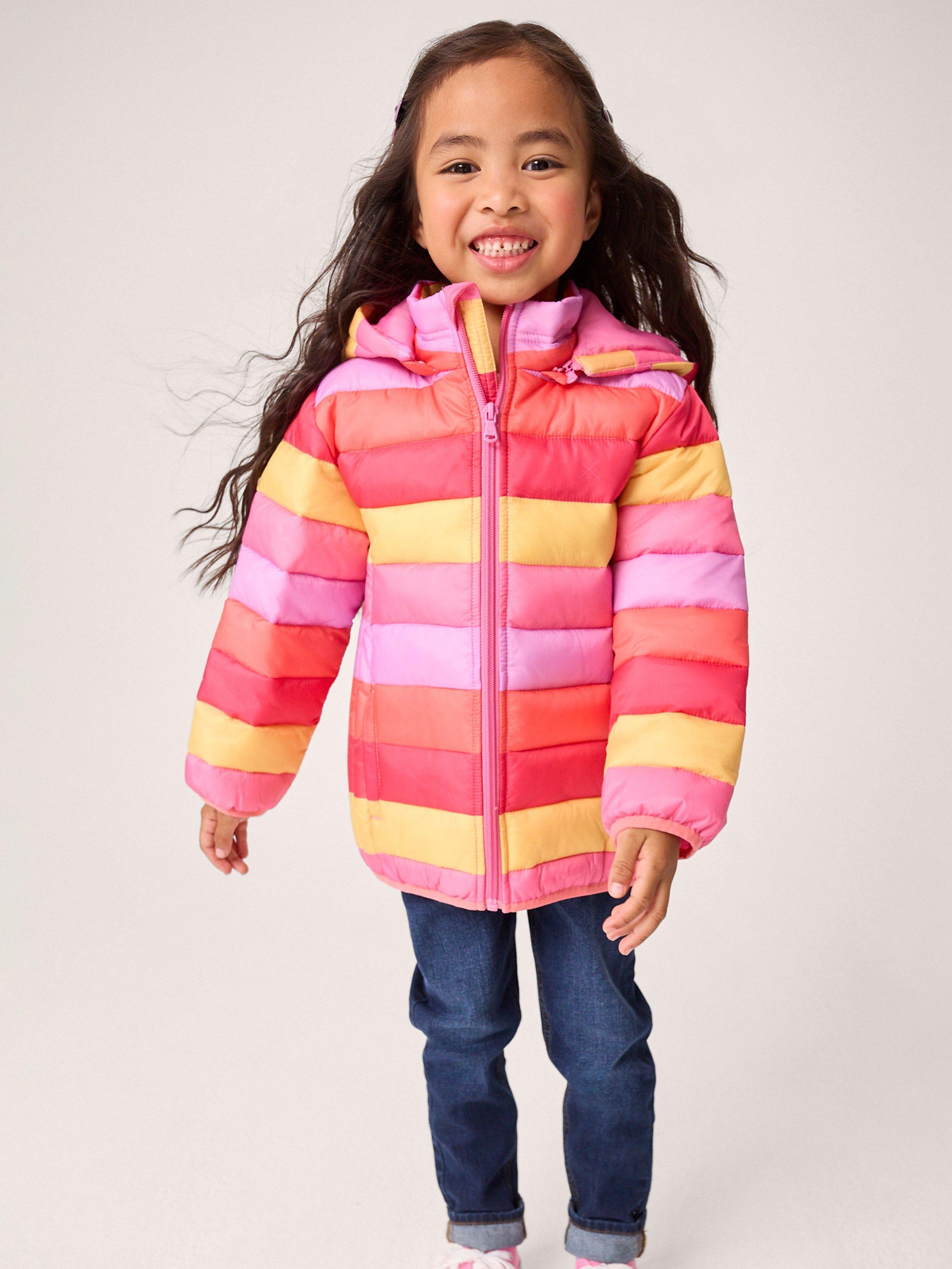 Crew Clothing Kids Lightweight Striped Puffer Jacket Multi