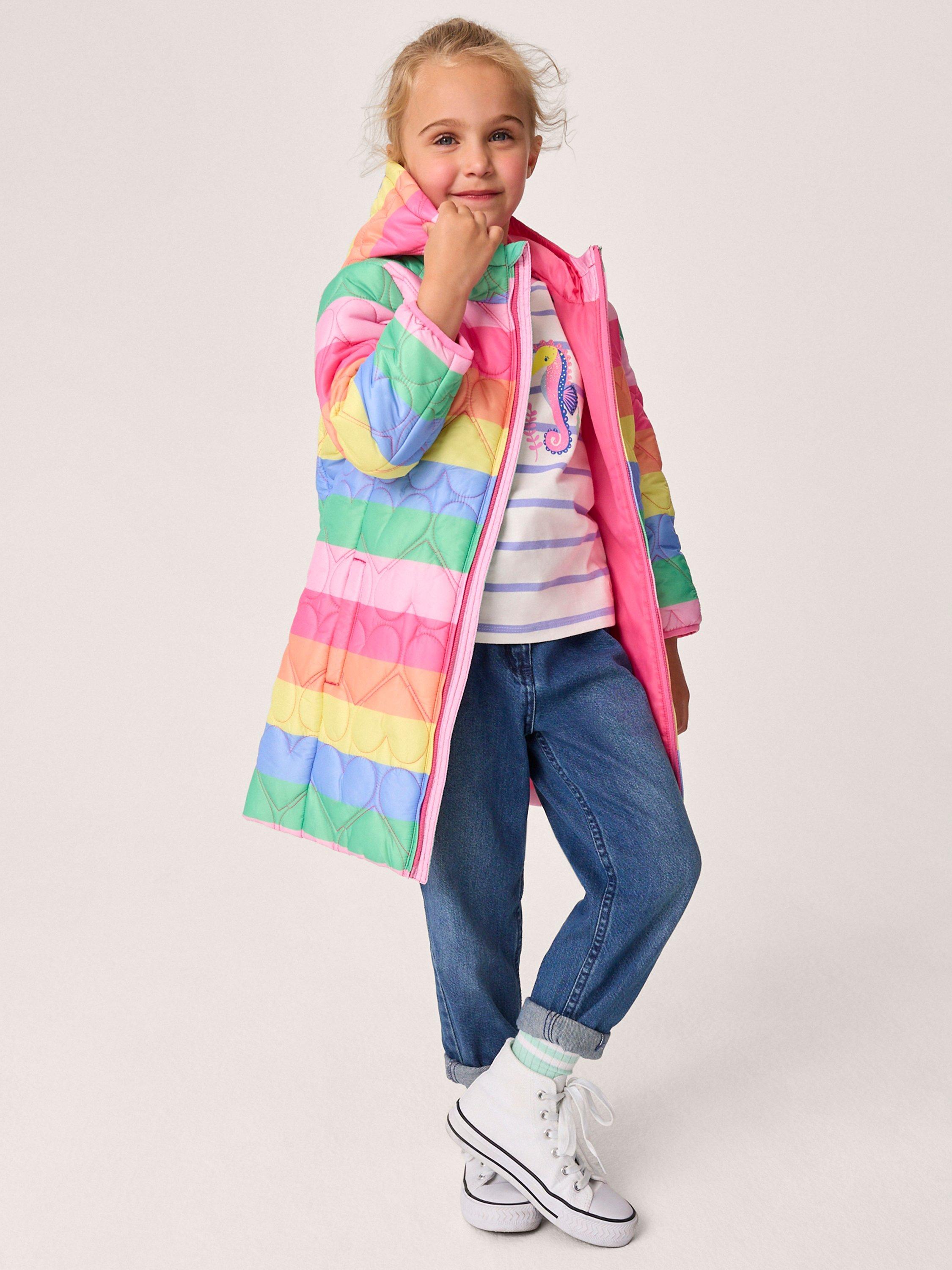Crew Clothing Kids Shower Resistant Longline Coat Multi
