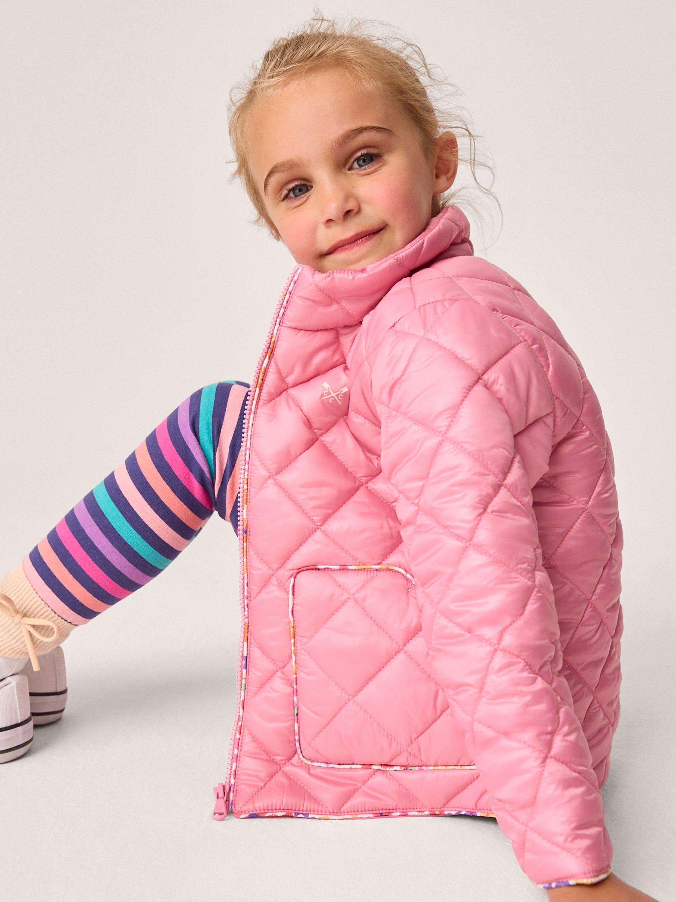 Product image 1 of 5, which shows Crew Clothing Kids' Lightweight Quilted Jacket, Light Pink, 3-4 years