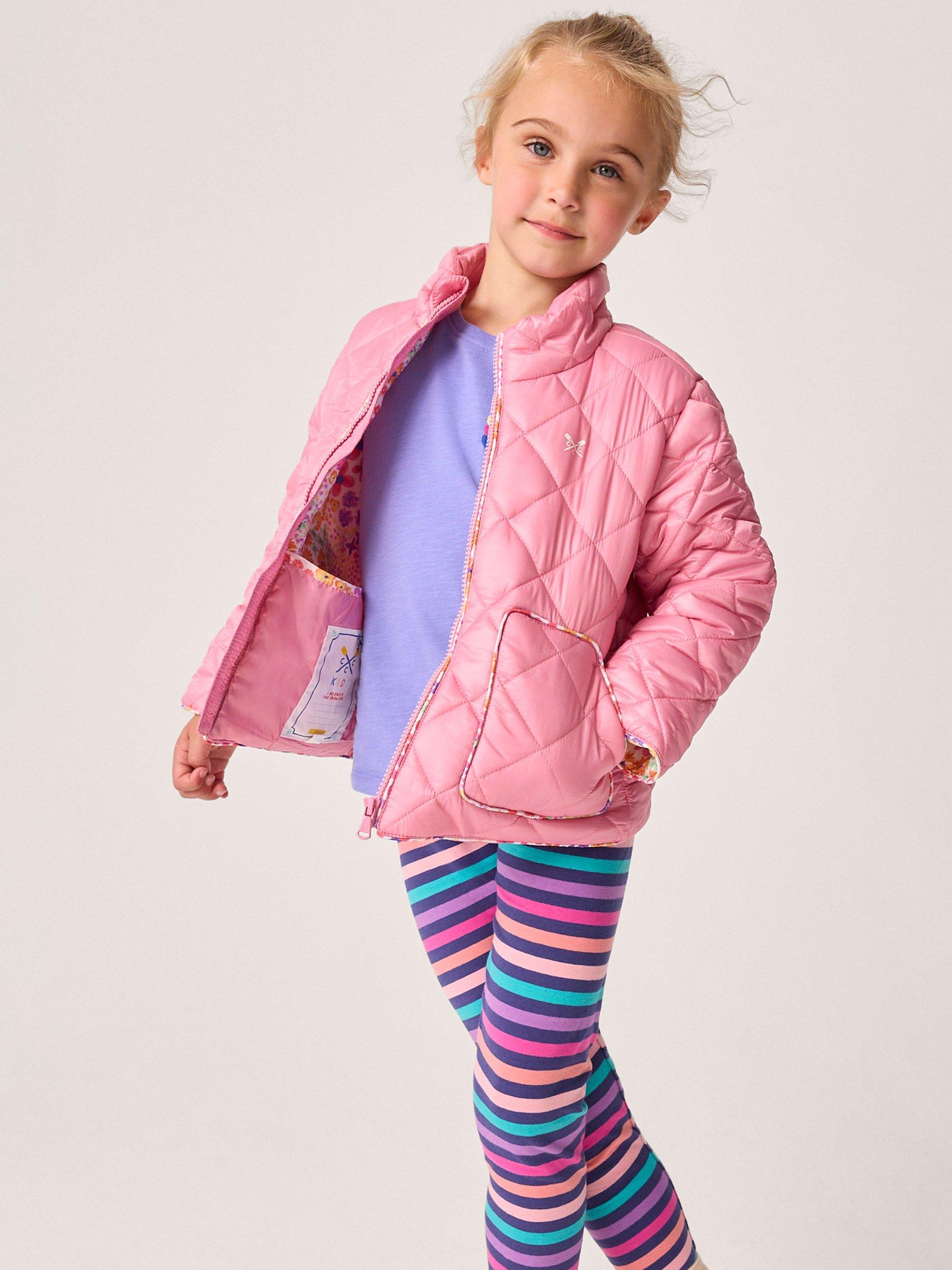 Product image 2 of 5, which shows Crew Clothing Kids' Lightweight Quilted Jacket, Light Pink, 3-4 years