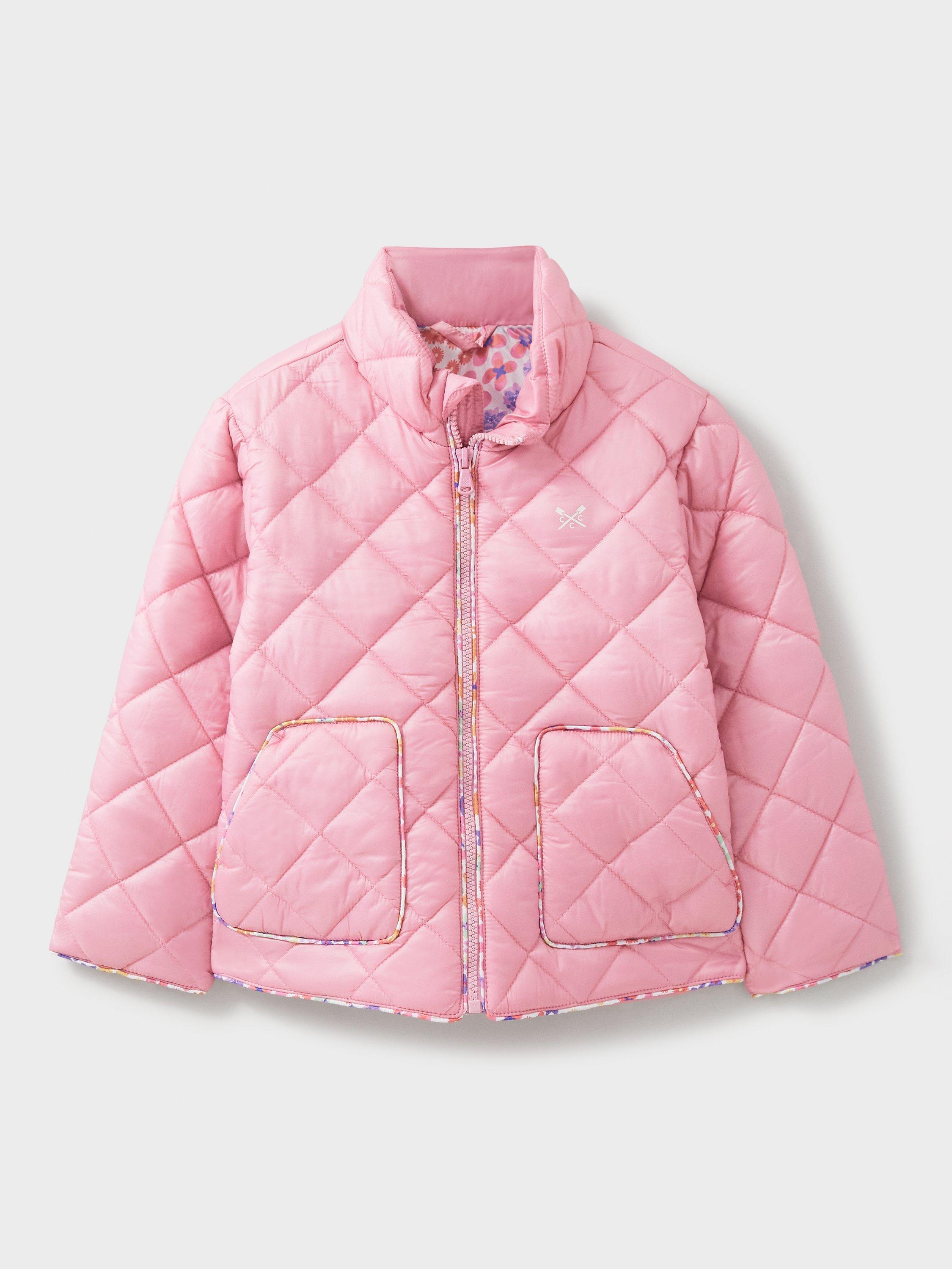 Product image 3 of 5, which shows Crew Clothing Kids' Lightweight Quilted Jacket, Light Pink, 3-4 years