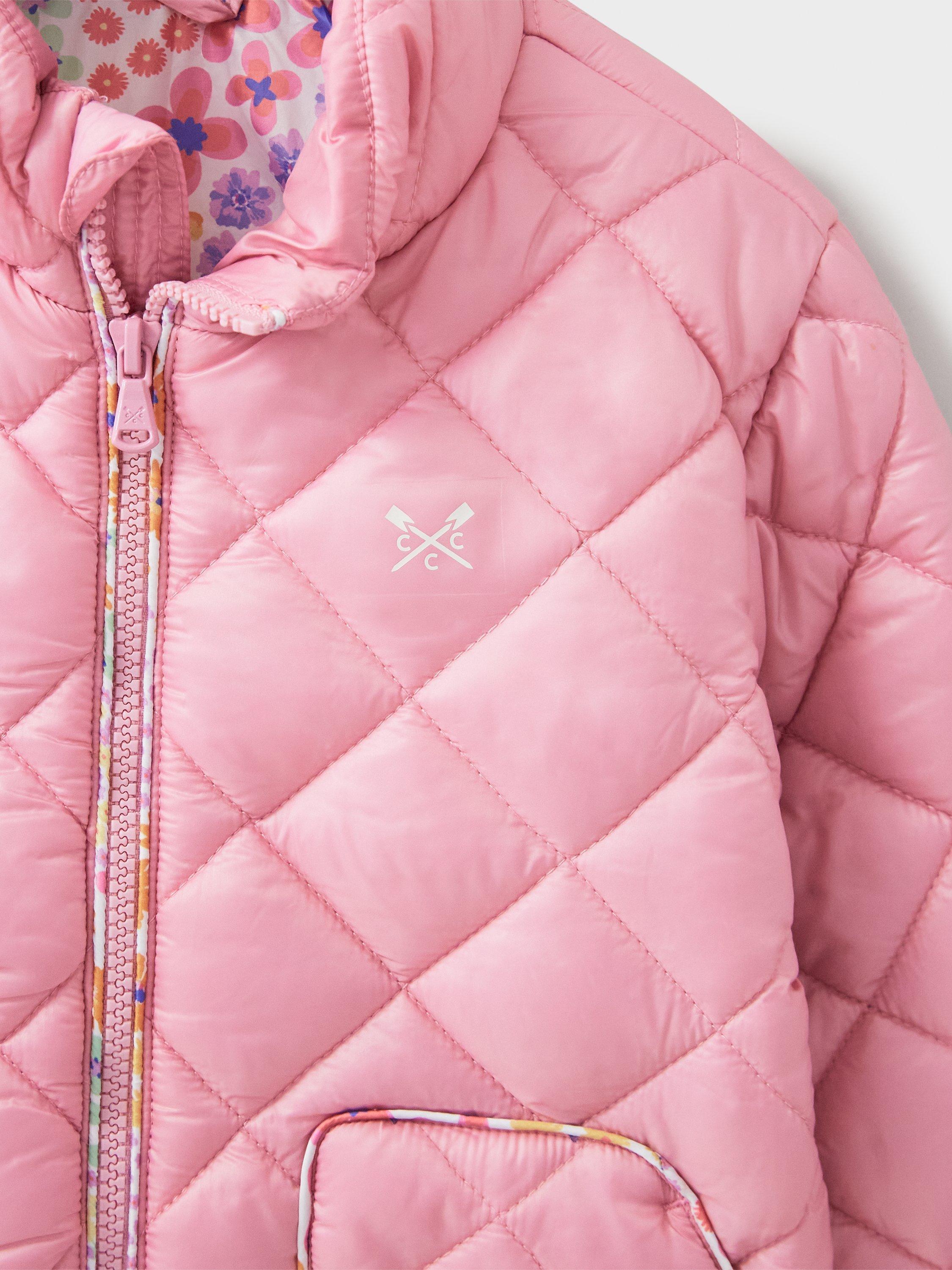 Product image 5 of 5, which shows Crew Clothing Kids' Lightweight Quilted Jacket, Light Pink, 3-4 years