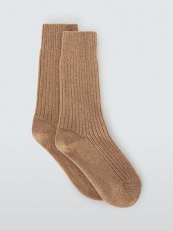 John Lewis Cashmere Rich Bed Socks, Caramel, Caramel