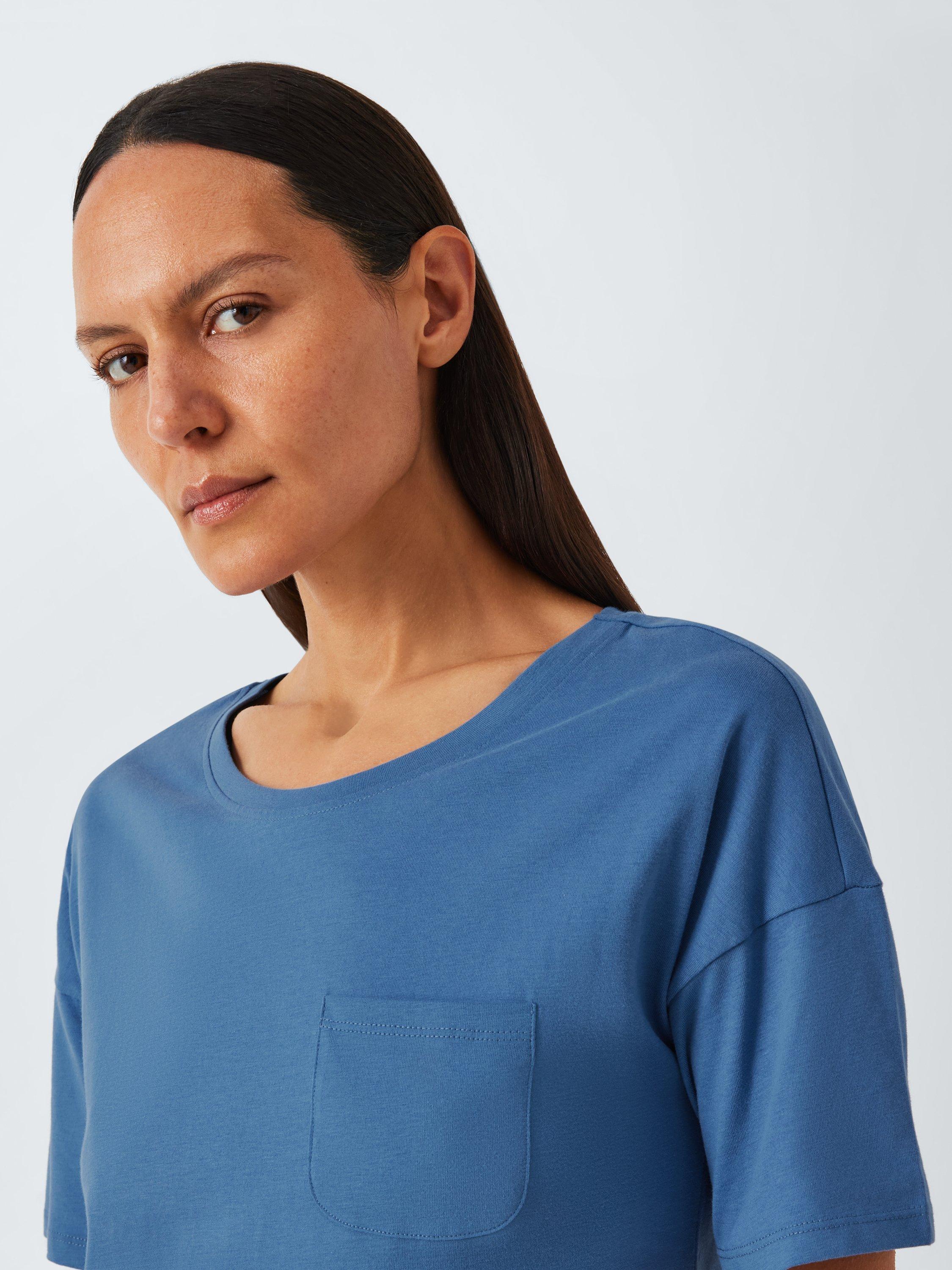 Product image 5 of 6, which shows John Lewis Zaida Cotton Sleep T-Shirt, Navy, 10