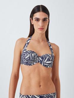 John Lewis Bali Palm Sling Halterneck Bikini Top, Navy, Navy