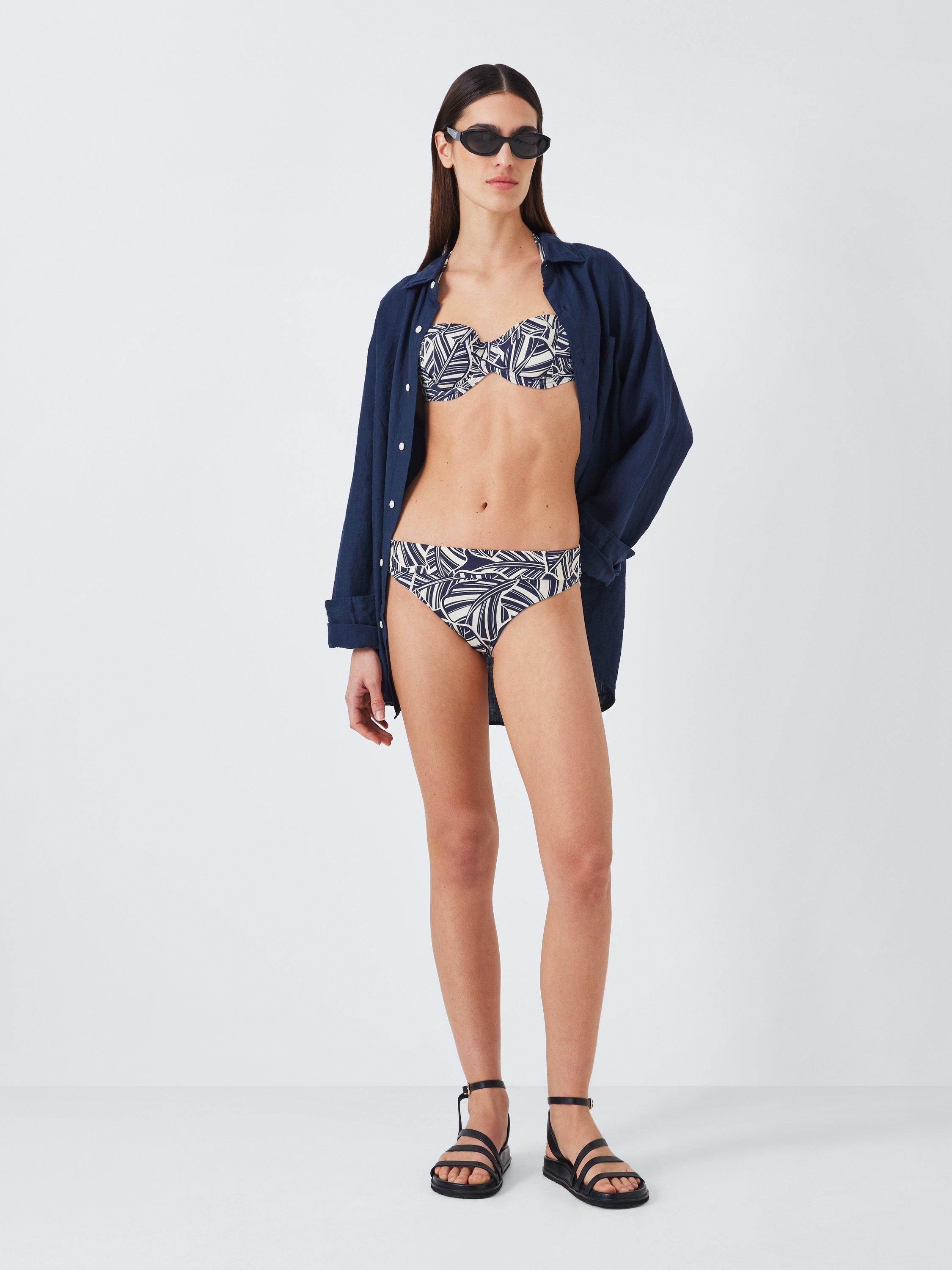 Product image 7 of 7, which shows John Lewis Bali Palm Sling Halterneck Bikini Top, Navy, 30D