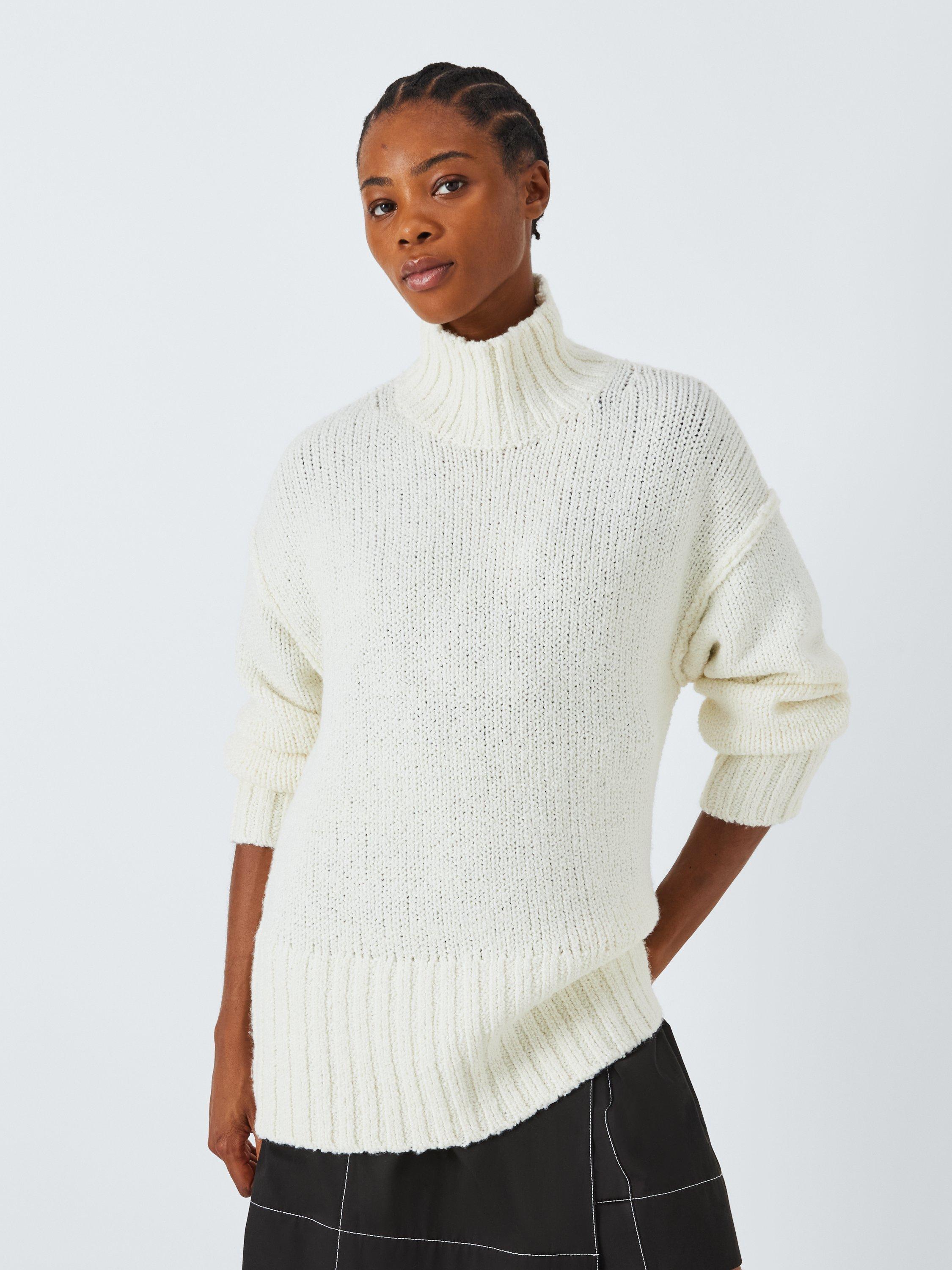 John Lewis ANYDAY Funnel Neck Longline Jumper Cream