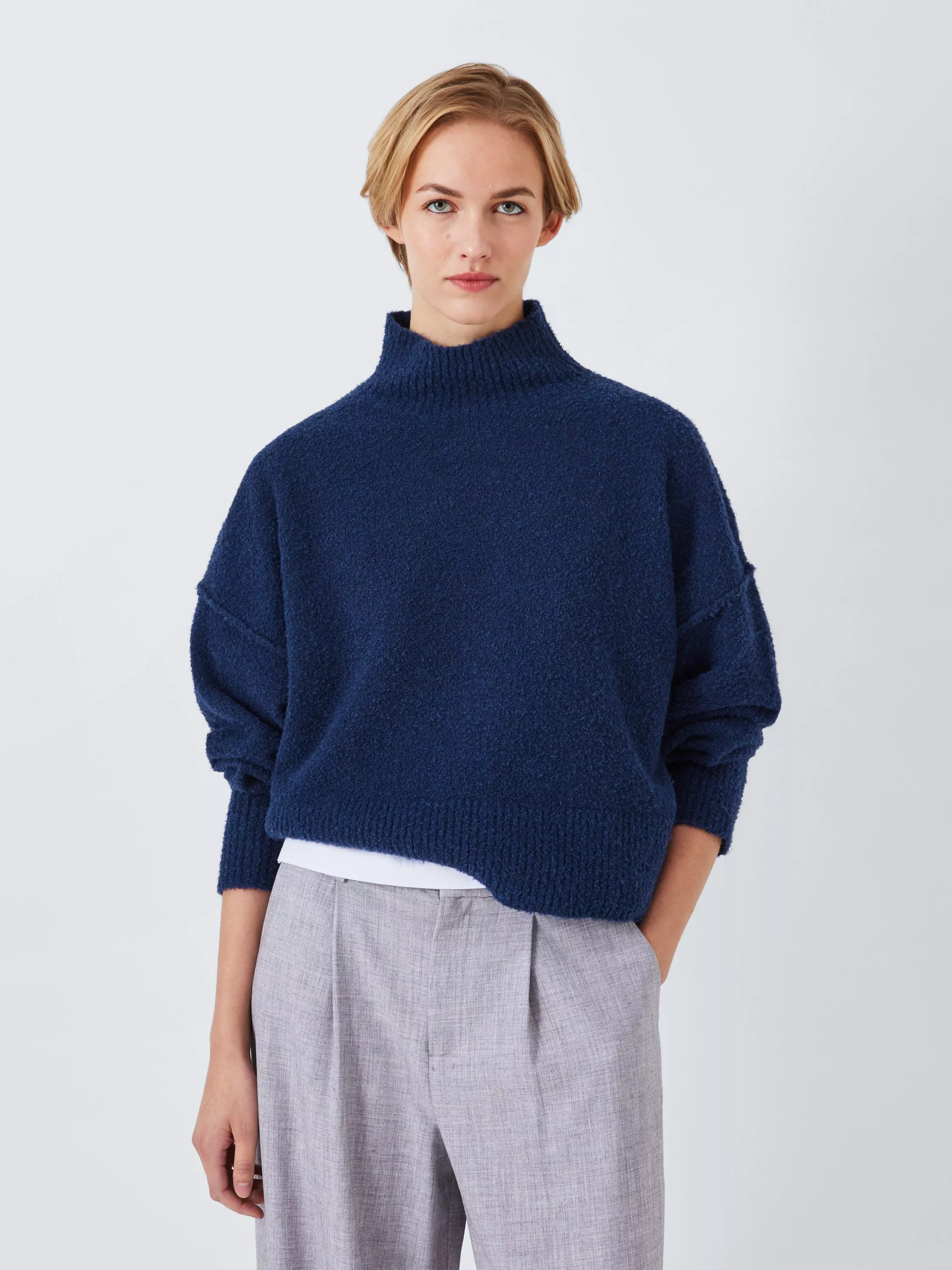 John Lewis ANYDAY Crop Funnel Neck Jumper Charcoal
