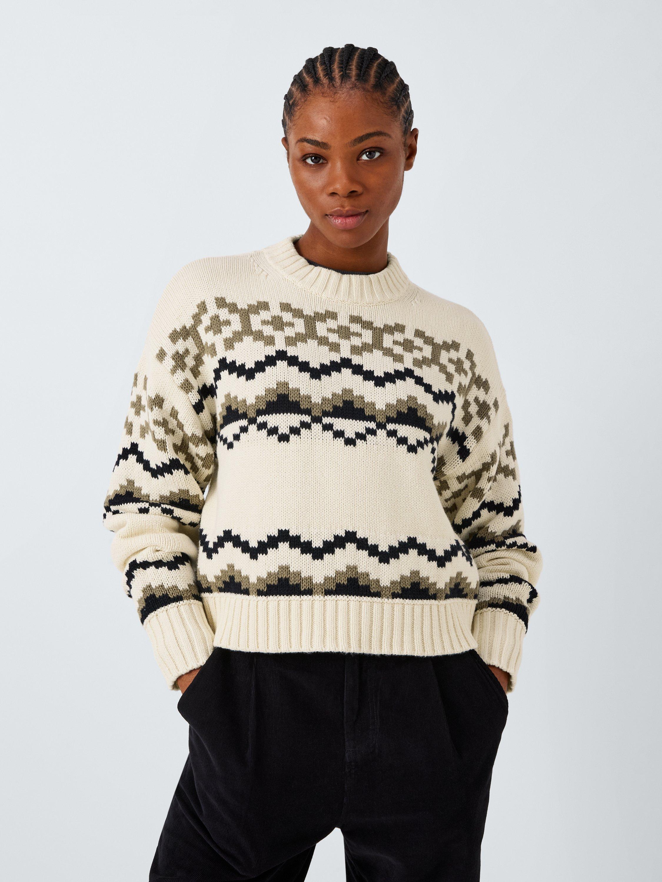 John Lewis ANYDAY Fair Isle Cropped Boxy Jumper, Light