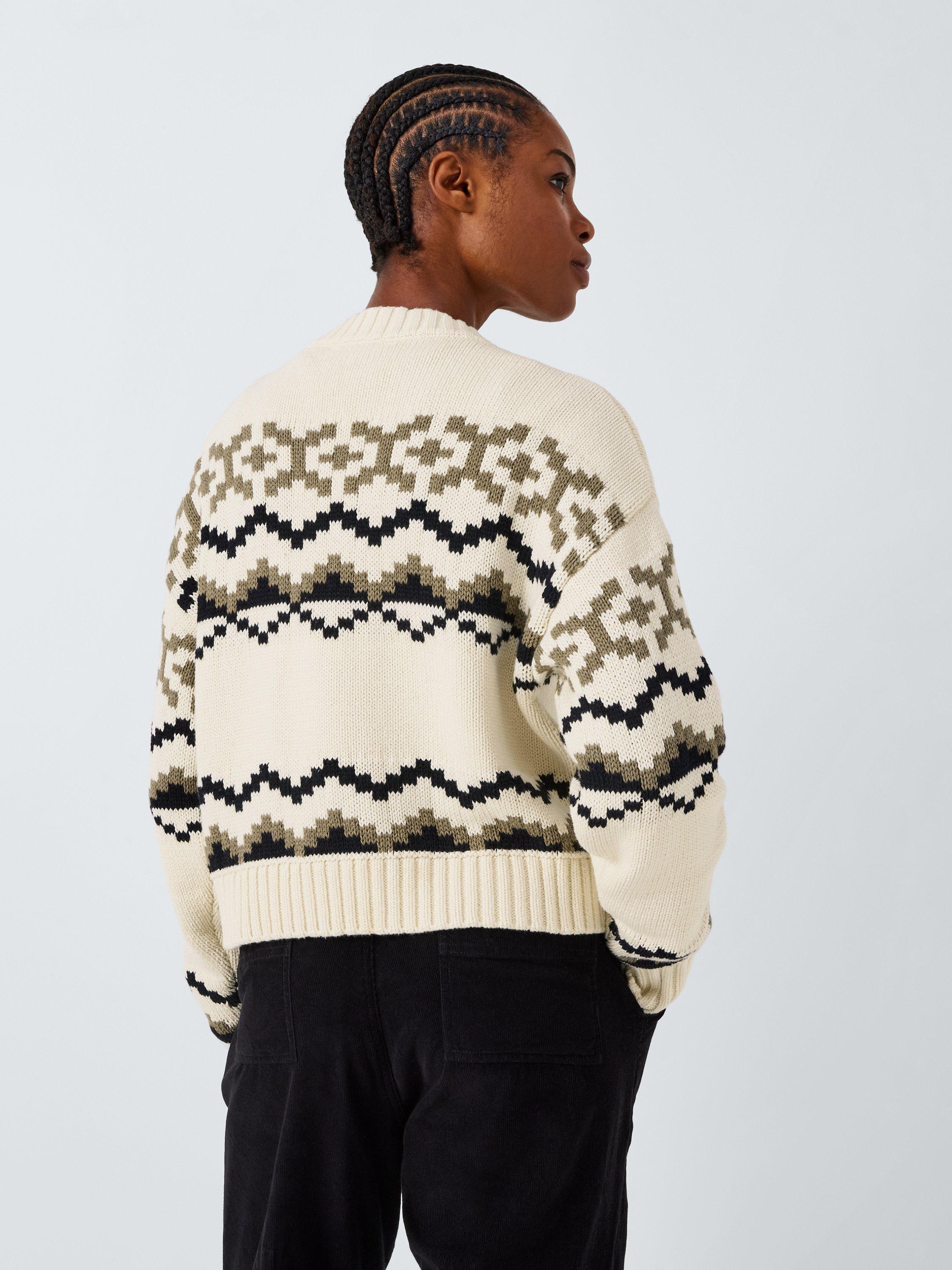 John Lewis ANYDAY Fair Isle Cropped Boxy Jumper Light