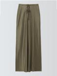 John Lewis ANYDAY Drawstring Satin Maxi Skirt, Light Khaki