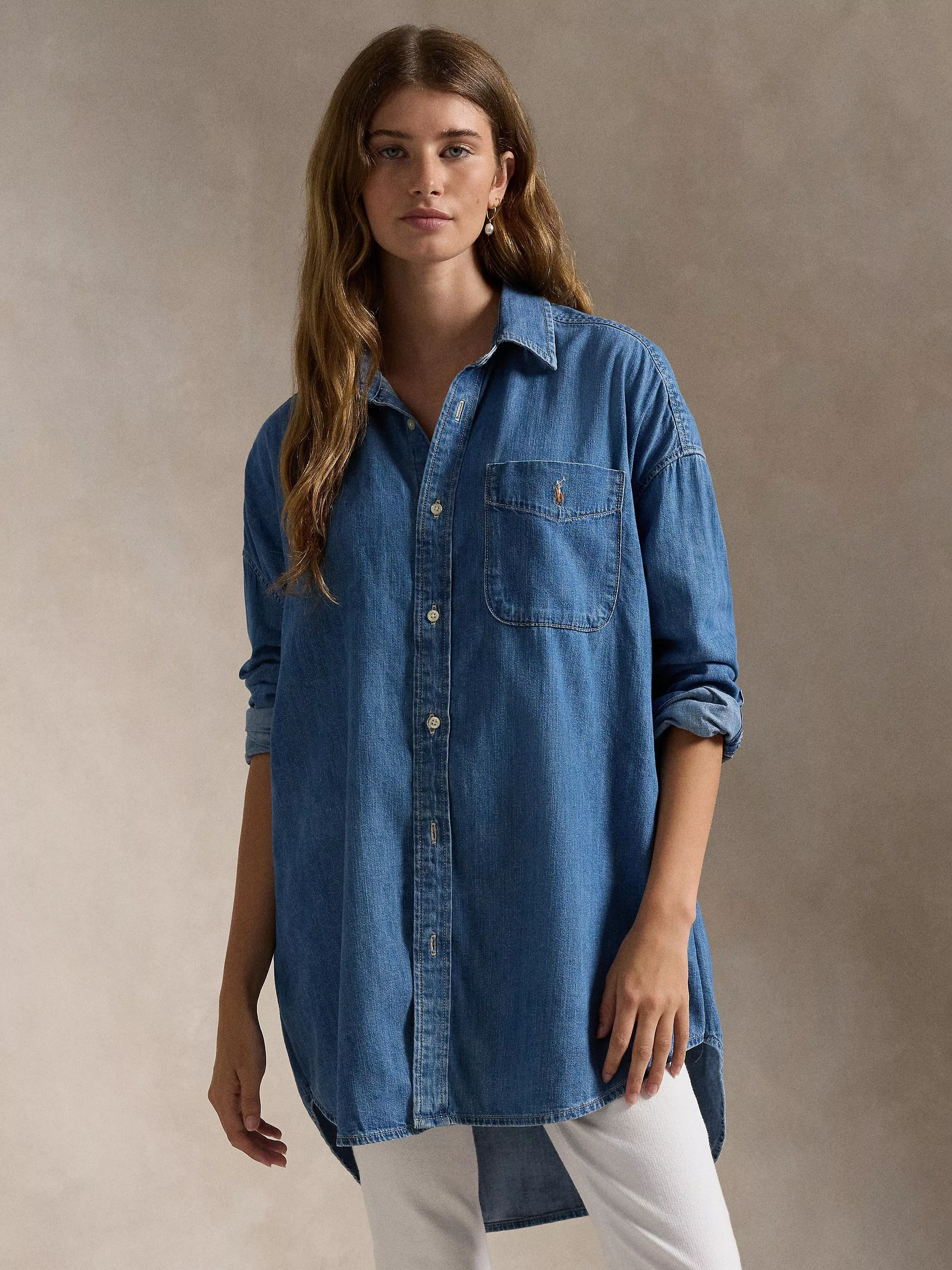 Polo denim shirt womens hotsell