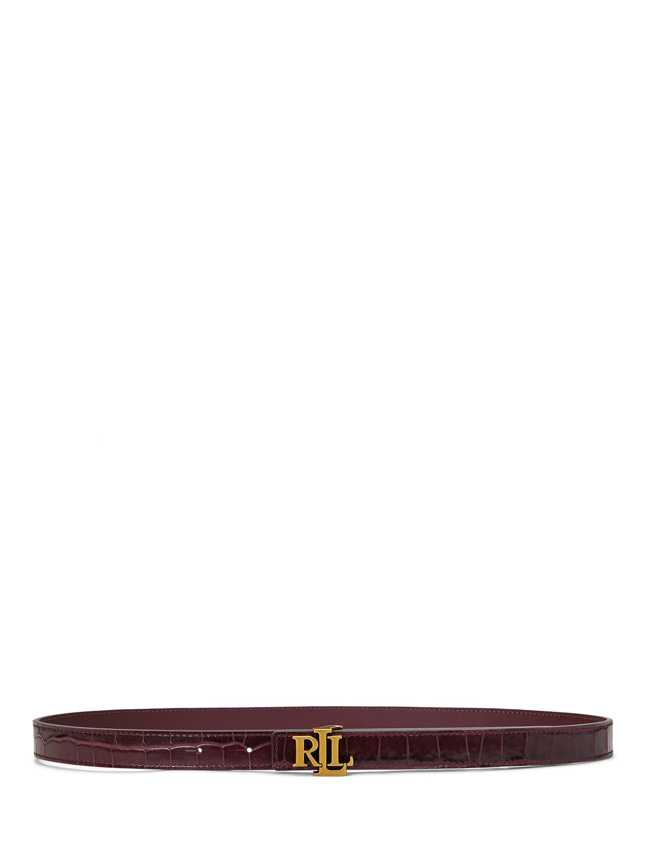 Lauren Ralph Lauren Leather Reversible Skinny Belt, Pinot Noir