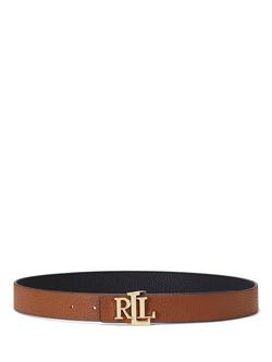 Lauren Ralph Lauren Pebble Leather Reversible Regular Belt, Black/Tan - view 2, Black/Tan