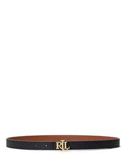 Lauren Ralph Lauren Pebble Leather Reversible Skinny Belt, Black/Tan, Black/Tan