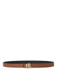 Lauren Ralph Lauren Pebble Leather Reversible Skinny Belt, Black/Tan