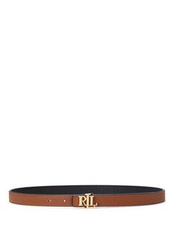 Lauren Ralph Lauren Pebble Leather Reversible Skinny Belt, Black/Tan - view 2, Black/Tan