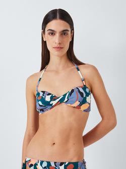 John Lewis Cayman Twist Front Bandeau Swimsuit, Multi Multi, Multi Multi