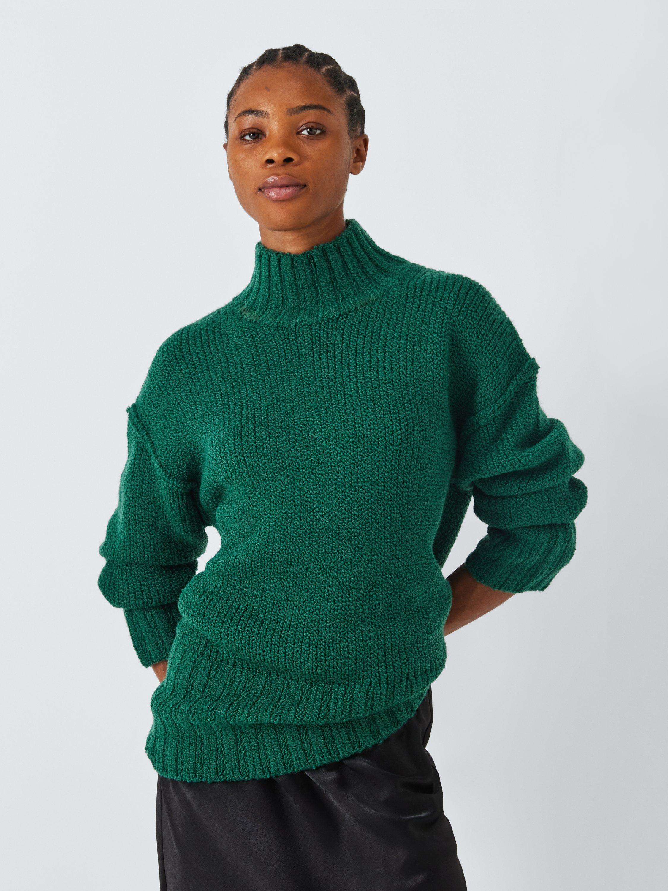 John Lewis ANYDAY Funnel Neck Longline Jumper Green