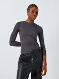 John Lewis ANYDAY Ribbed Jersey Long Sleeve Top, Charcoal